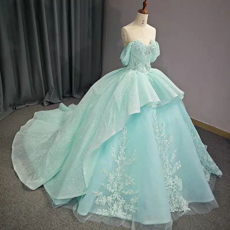 light green wedding dress 1481-02