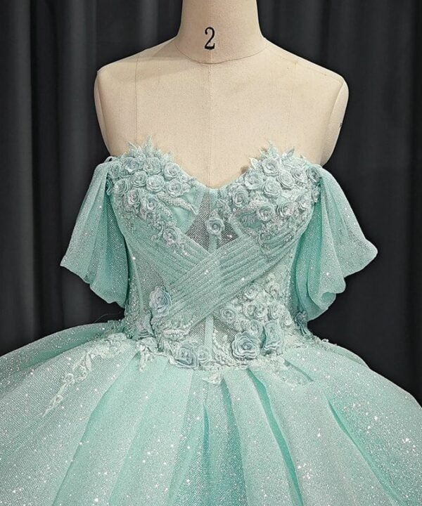 light green wedding dress 1481-03