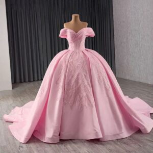 pink satin wedding dress 1487-05