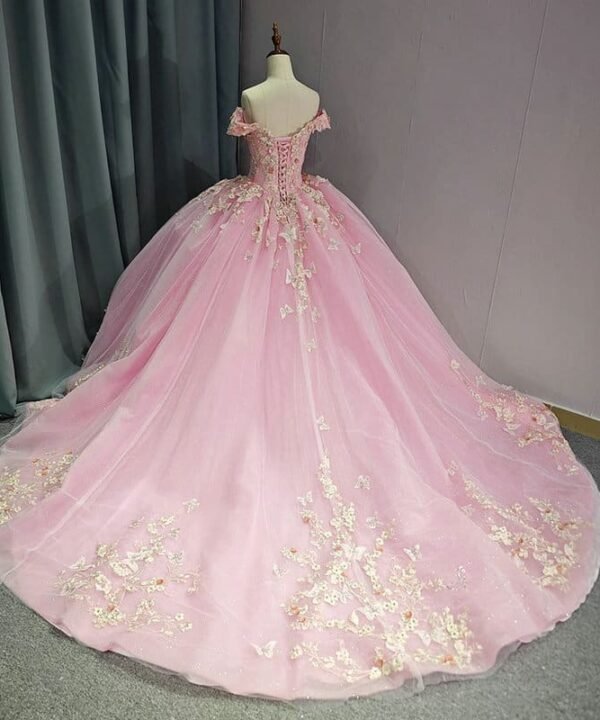 pink wedding dress plus size 1484-01