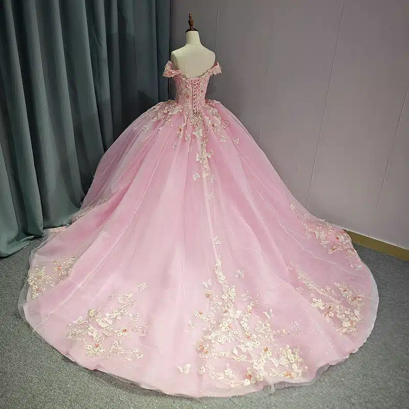 pink wedding dress plus size 1484-01