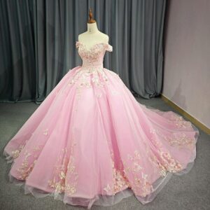 pink wedding dress plus size 1484-05