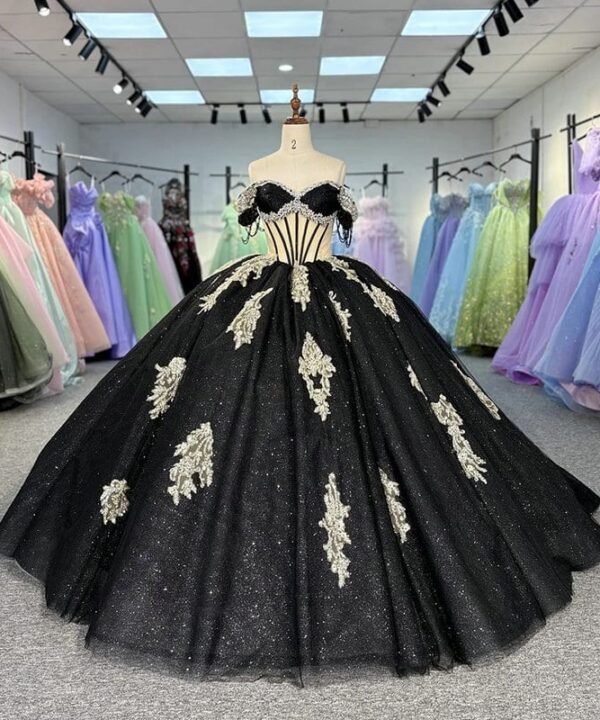 black quinceanera dresses 1498-01