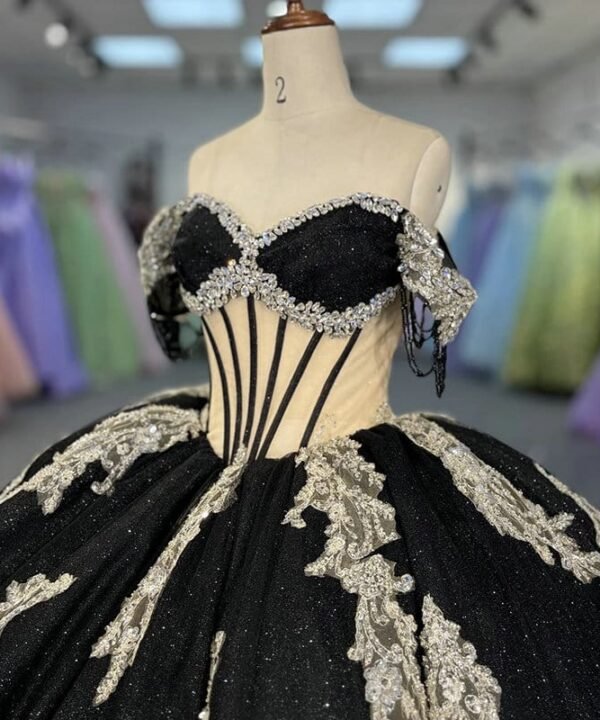 black quinceanera dresses 1498-04