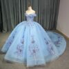 blue wedding dress plus size 1490-01