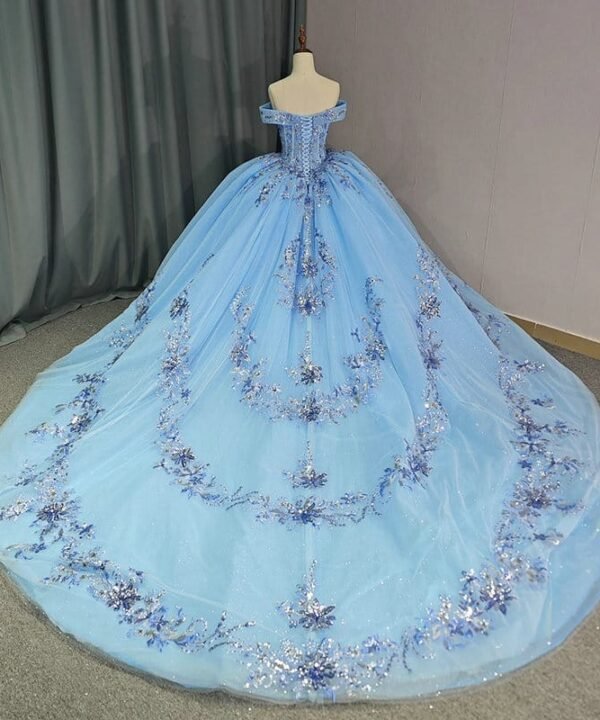 blue wedding dress plus size 1490-05