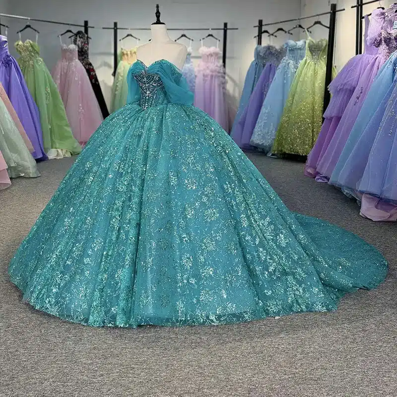 cyan quinceanera dresses 1493-02