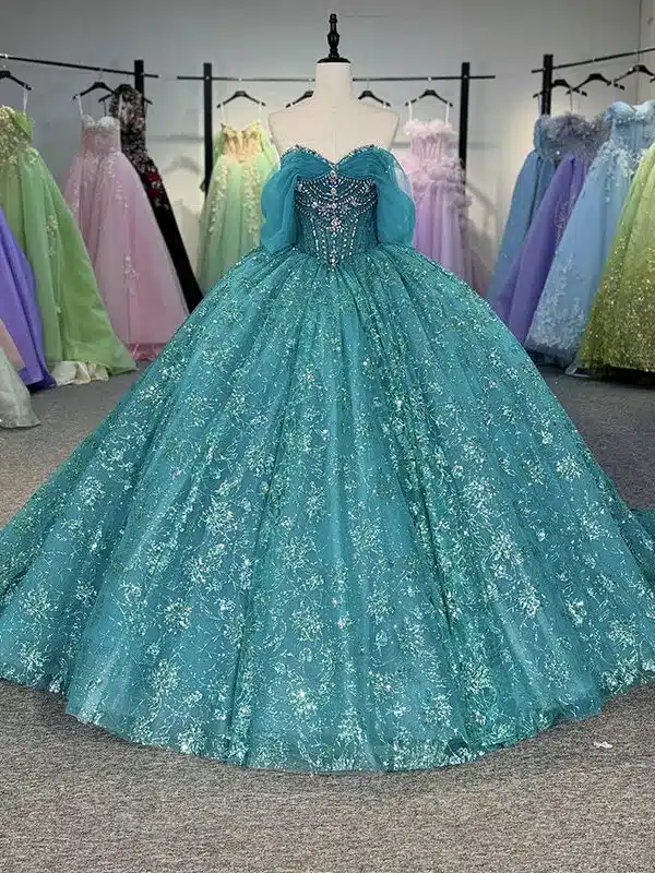cyan quinceanera dresses 1493-05