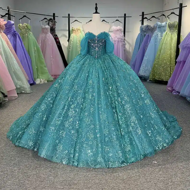 cyan quinceanera dresses 1493-05