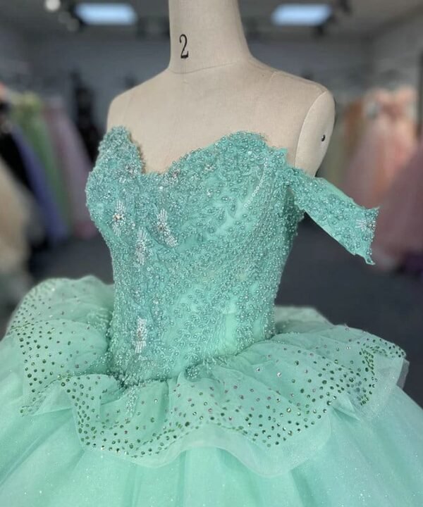 mint green evening gown 1508-04