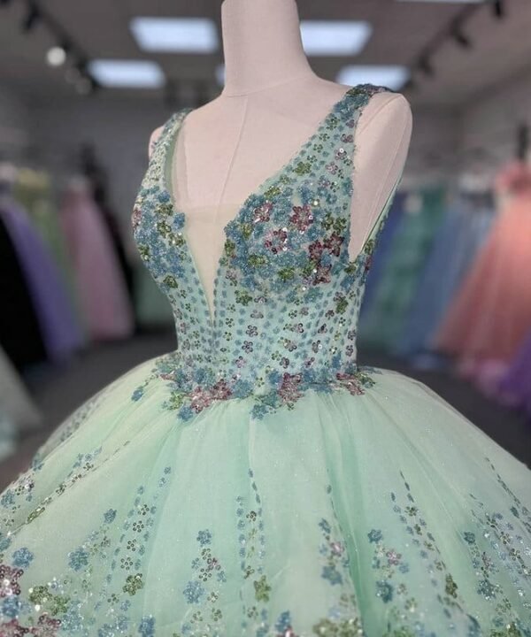 mint green wedding dress 1503-04