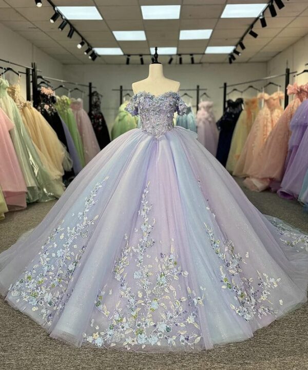 purple and blue wedding dress 1507-05