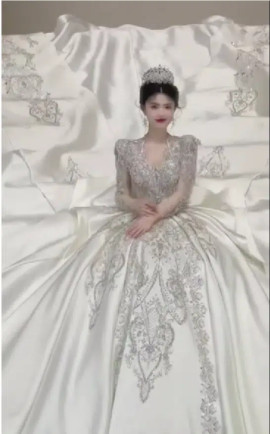 Satin ball gown wedding dress 2213(1)