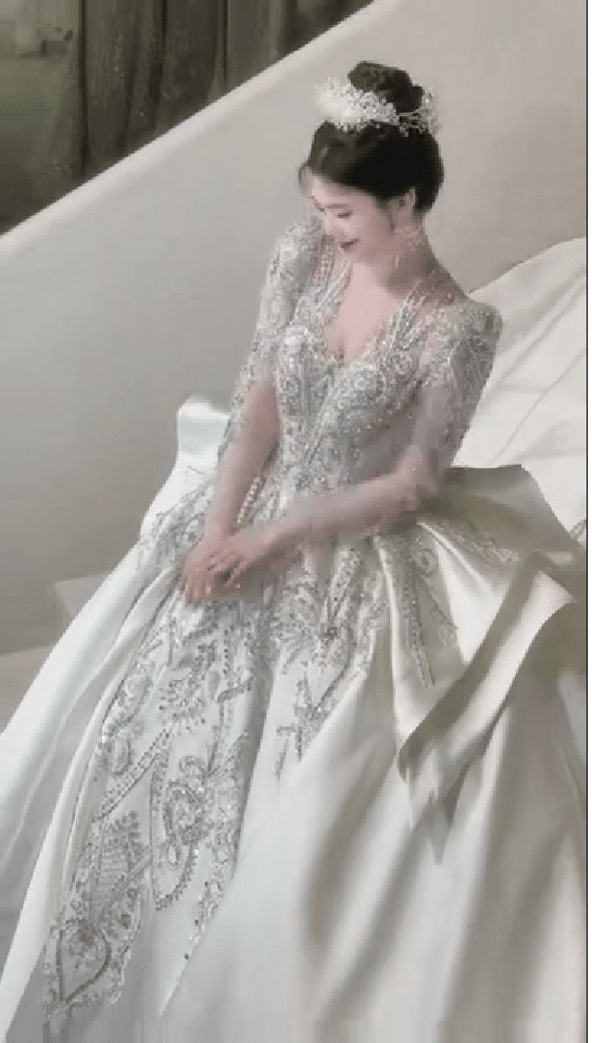 Satin ball gown wedding dress 2213(2)