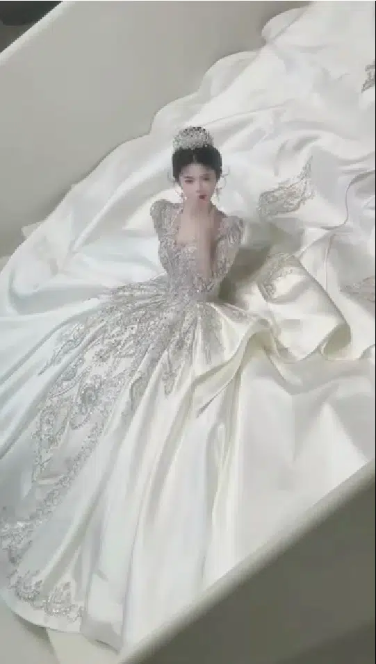 Satin ball gown wedding dress 2213(3)