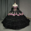 black and pink quinceanera dresses 1528-05