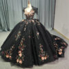 black quinceanera dresses with flowers 1534-05