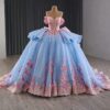 blue and pink wedding dress 1517-05