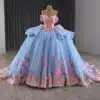 blue and pink wedding dress 1517-05