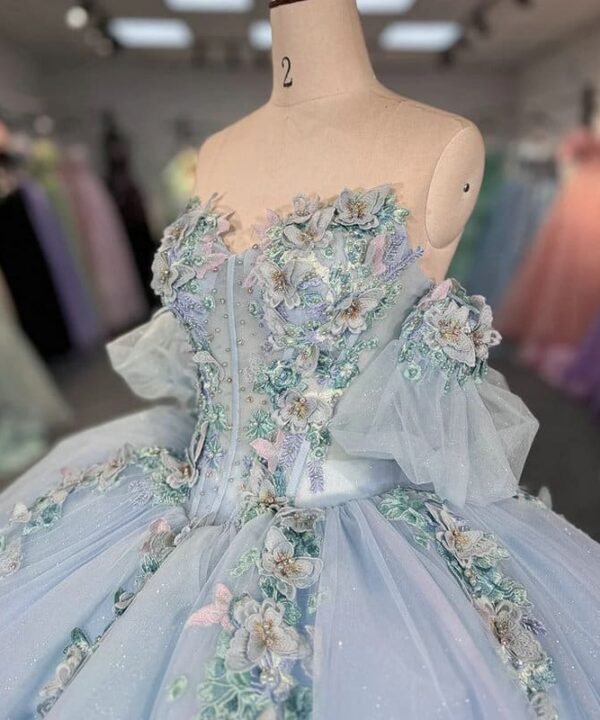 blue princess wedding dress 1511-03