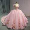 pink wedding dress with flowers 1536-05