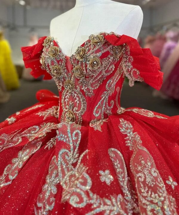 red and gold quinceanera dresses1513-05