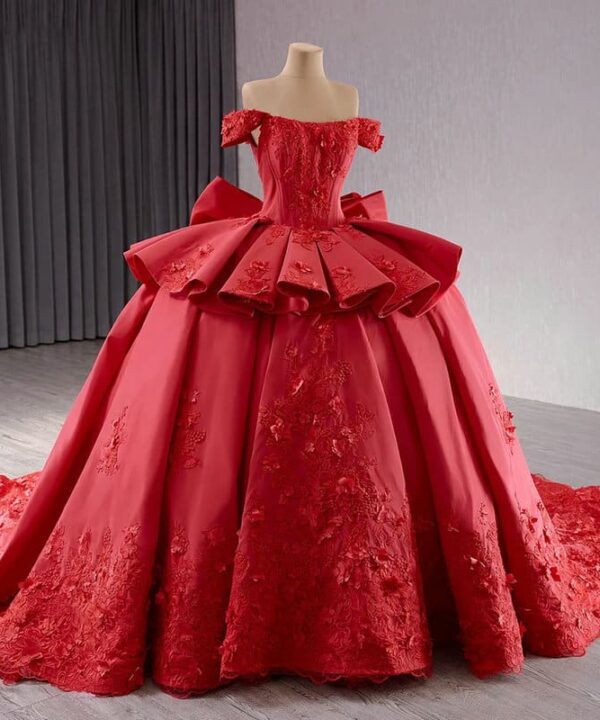 red satin wedding dress 1521-03