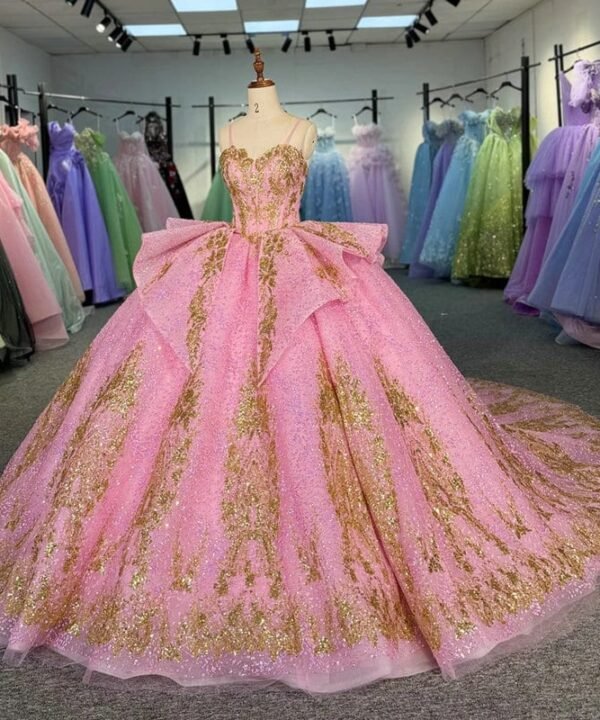 pink and gold quinceanera dresses 1540-05