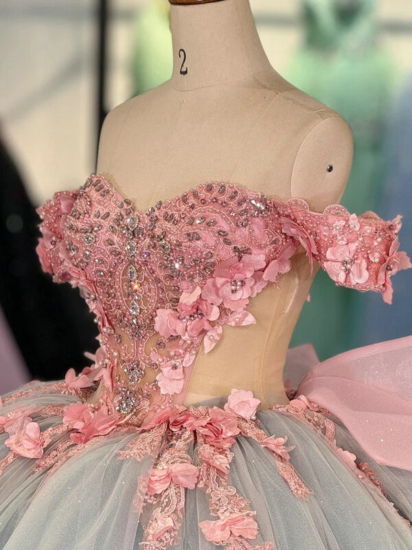 pink and grey wedding dress 1551-02