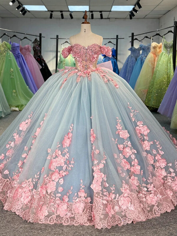 pink and grey wedding dress 1551-05