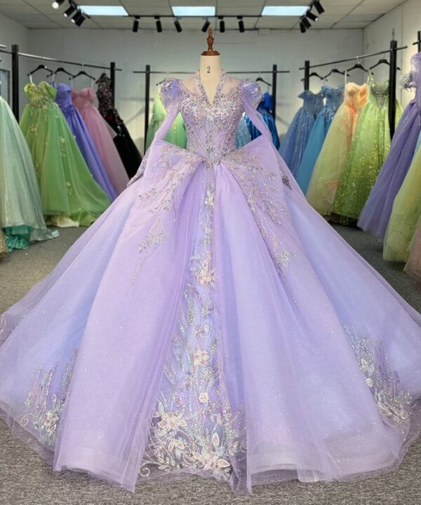 purple lace wedding dress 1552-5-05