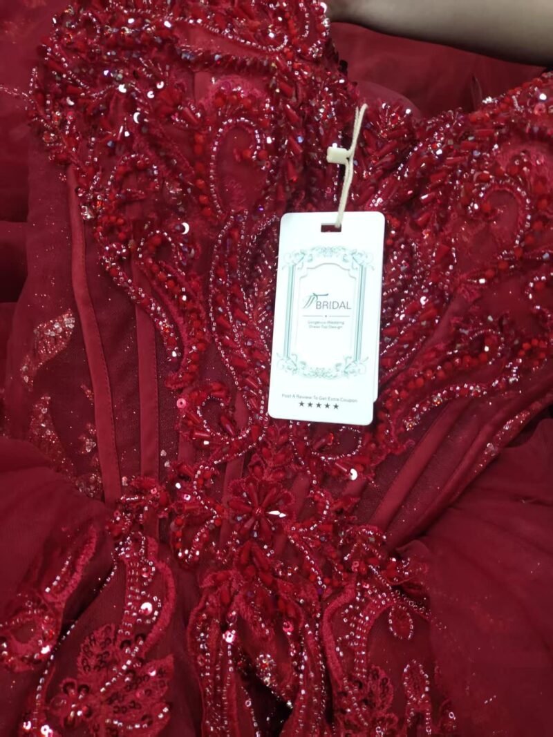 red ball gown wedding dress (4)