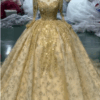 Gold bling lace wedding dress 1595- (5)