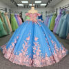 blue and pink wedding dress 1576-01