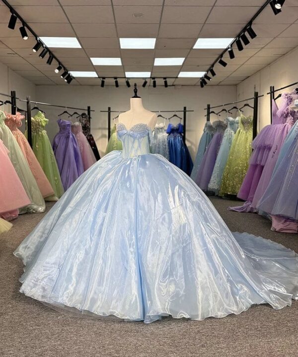 blue satin wedding dress 1593-02