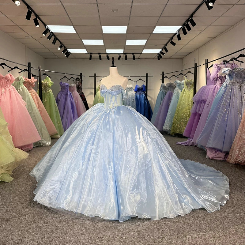 blue satin wedding dress 1593-02