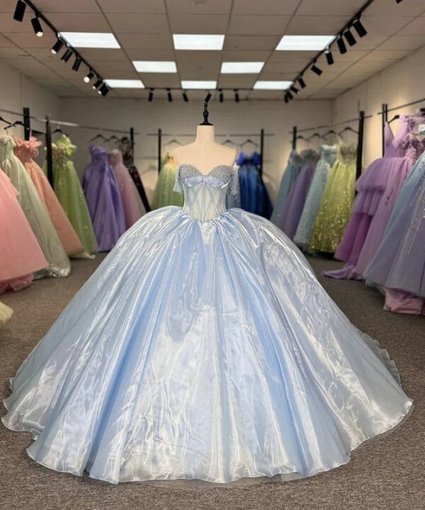 blue satin wedding dress 1593-05