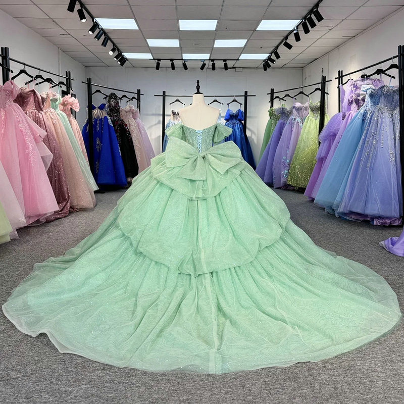 light green wedding dress 1589-01