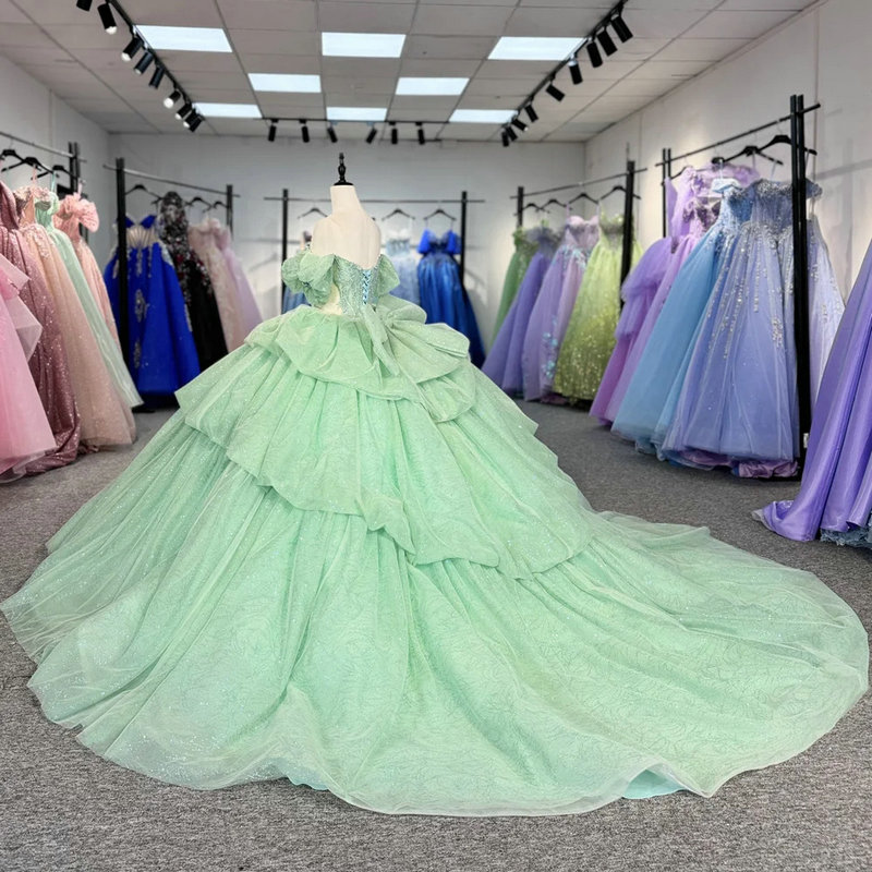 light green wedding dress 1589-03