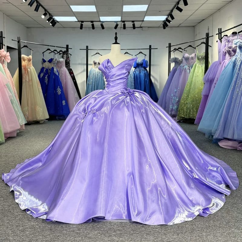 purple satin wedding dress 1582-01