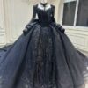 black wedding dress plus size 1601-001