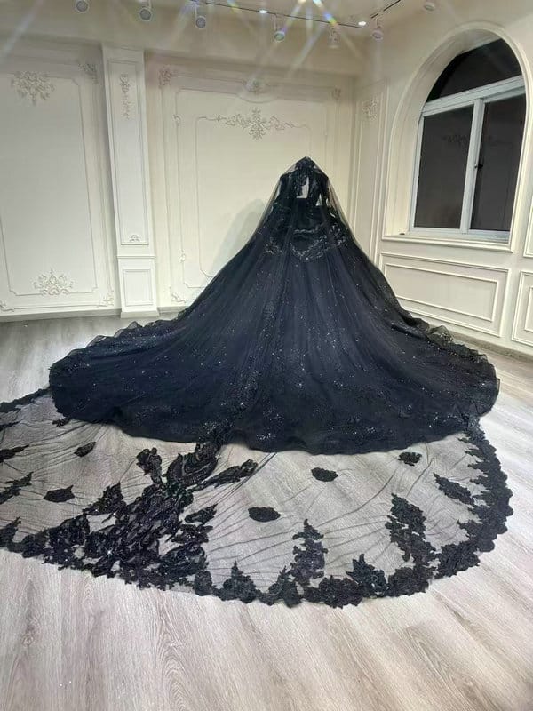 black wedding dress plus size 1601-009