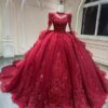 bridal dresses red colour 1603-001