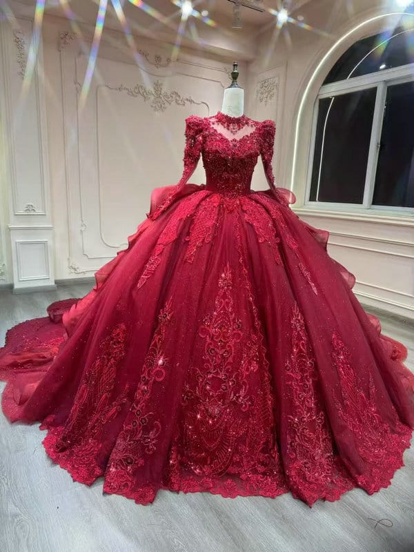 bridal dresses red colour 1603-001