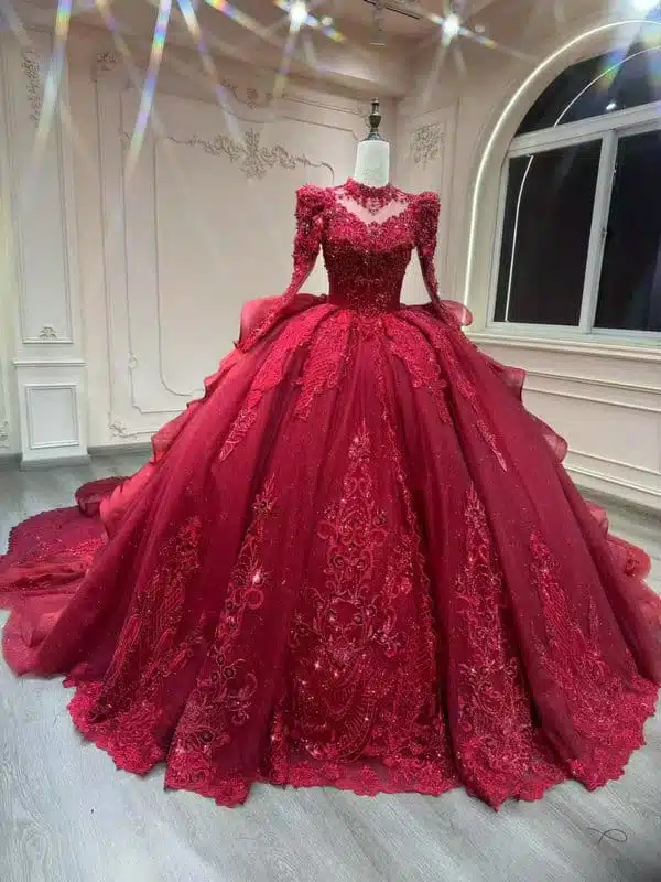 bridal dresses red colour 1603-001