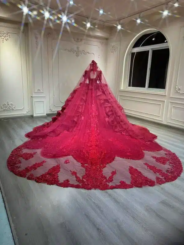 bridal dresses red colour 1603-007