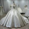 long sleeve satin wedding dress 1609-01
