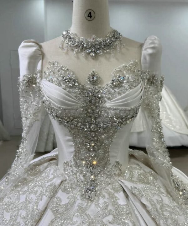 long sleeve satin wedding dress 1609-03