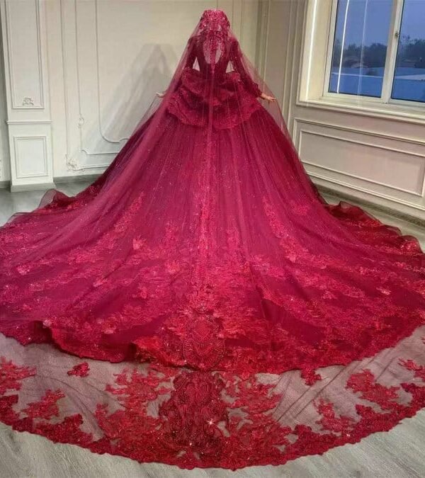 red ball gown wedding dress 201595-003