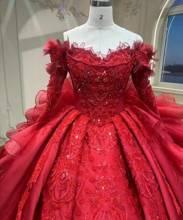 red lace wedding dress 1597-001